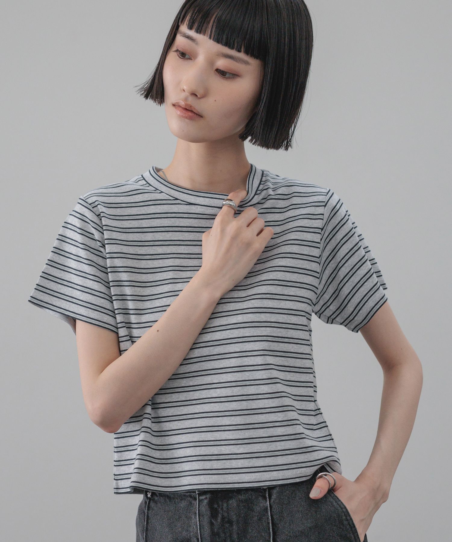 LOWRYS FARM「フライスチビＴＥＥ」|Tシャツ・カットソー|GRY2ﾎﾞｰﾀﾞｰ