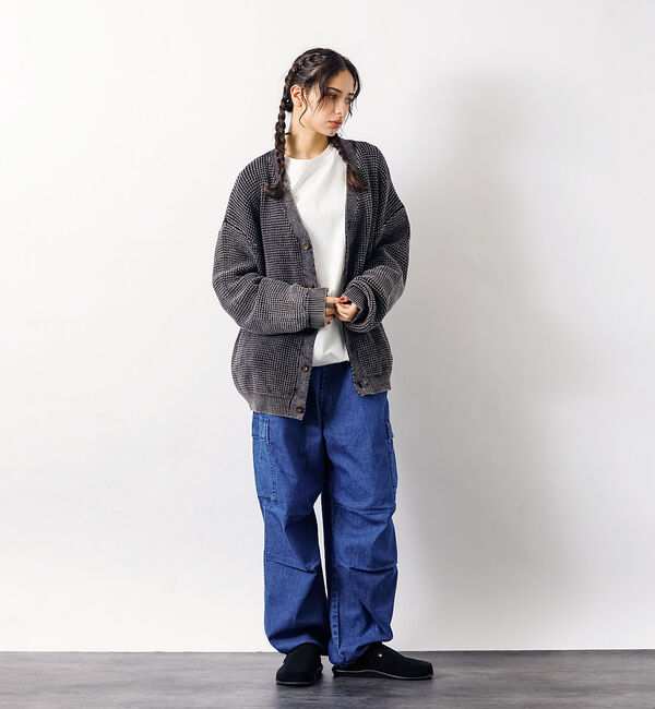 ABAHOUSE「【Revo.レボ】パウダーブリーチ加工ワッフルコットンニットカーディガン/ユニセ」|カーディガン|