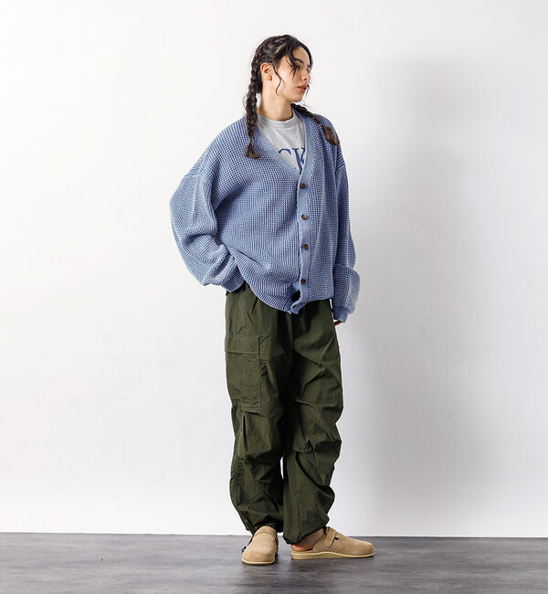 ABAHOUSE「【Revo.レボ】パウダーブリーチ加工ワッフルコットンニットカーディガン/ユニセ」|カーディガン|