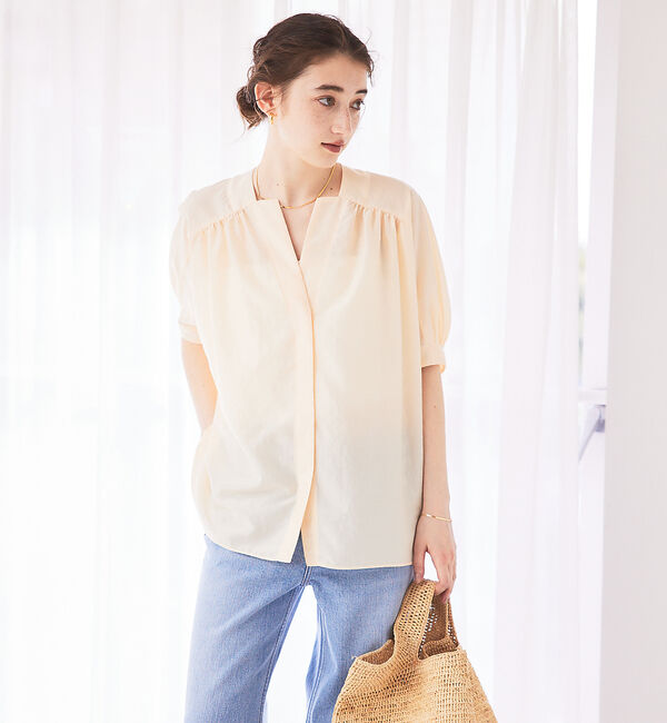 Rouge vif「ギャザーショートシャツ」|シャツ・ブラウス|