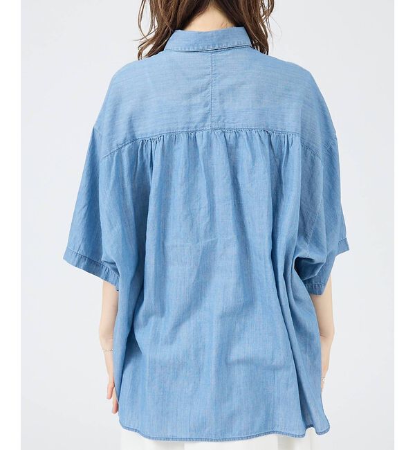 Rouge vif「【JOHNBULL/ジョンブル】シアーデニムハーフスリーブシャツ/半袖/コットン」|シャツ・ブラウス|