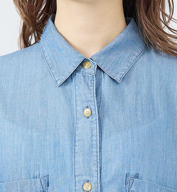 Rouge vif「【JOHNBULL/ジョンブル】シアーデニムハーフスリーブシャツ/半袖/コットン」|シャツ・ブラウス|