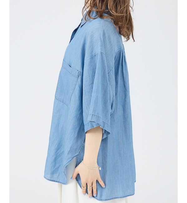 Rouge vif「【JOHNBULL/ジョンブル】シアーデニムハーフスリーブシャツ/半袖/コットン」|シャツ・ブラウス|