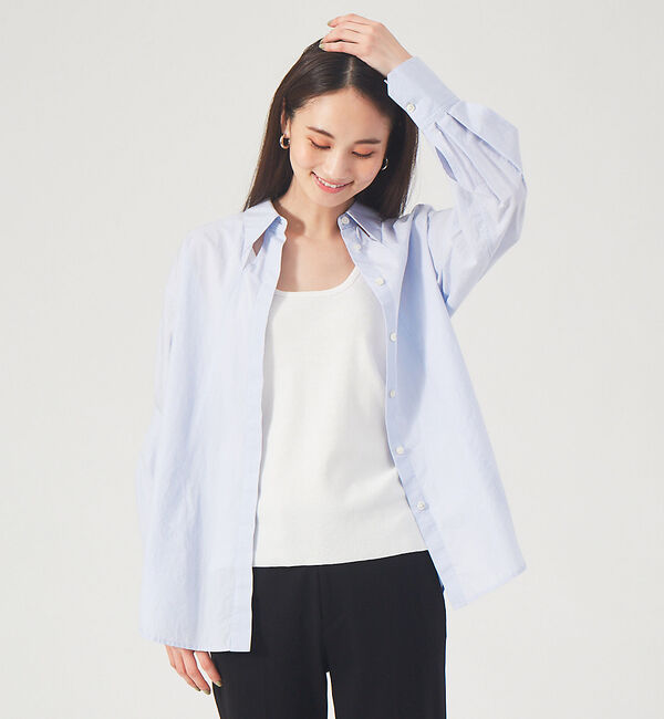qualite「スリットデザインシャツ」|シャツ・ブラウス|ライトブルー