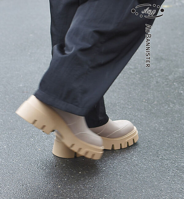 AU BANNISTER「【晴雨兼用】サイドゴアボリュームソールレインブーツ」|レインシューズ|グレージュ