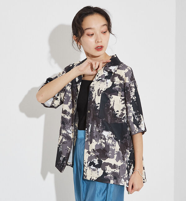 NOMINE「【セットアップ着用可】スプラッシュプリント 開襟 シャツ」|シャツ・ブラウス|