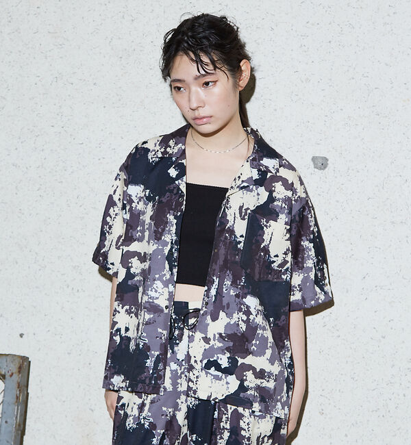 NOMINE「【セットアップ着用可】スプラッシュプリント 開襟 シャツ」|シャツ・ブラウス|