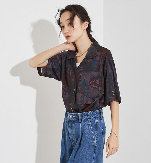 NOMINE「【セットアップ着用可】スプラッシュプリント 開襟 シャツ」|シャツ・ブラウス|