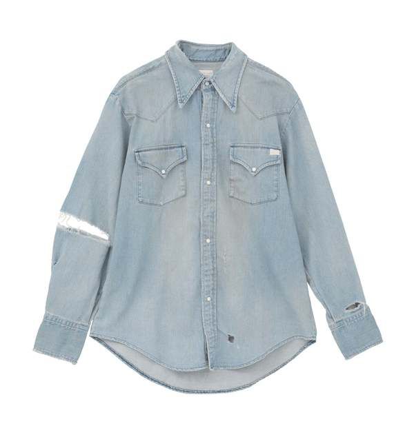 SOFFITTO「【KURO/クロ】ダメージ加工ウエスタンデニムシャツ」|シャツ・ブラウス|インディゴ