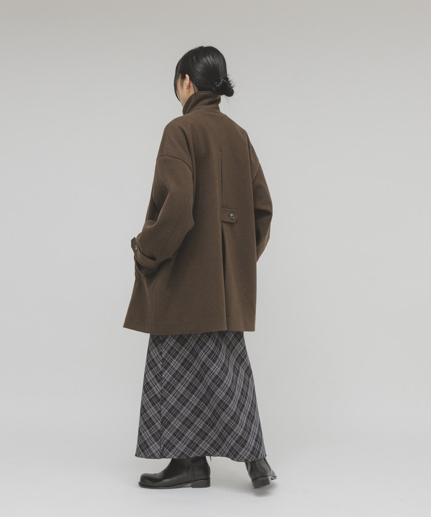  「BIGカラーミドルコート」|ノーカラーコート|