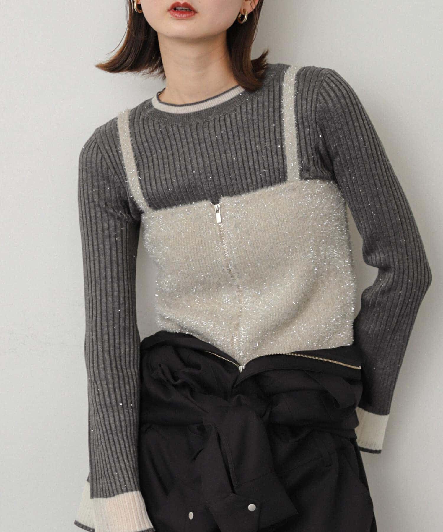 SENSE OF PLACE by URBAN RESEARCH「『洗濯可』スパンコールバイカラーコンパクトセーター」|ニット・セーター|