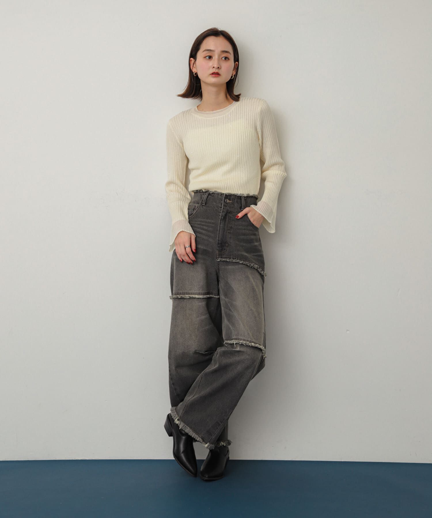 SENSE OF PLACE by URBAN RESEARCH「『洗濯可』スパンコールバイカラーコンパクトセーター」|ニット・セーター|