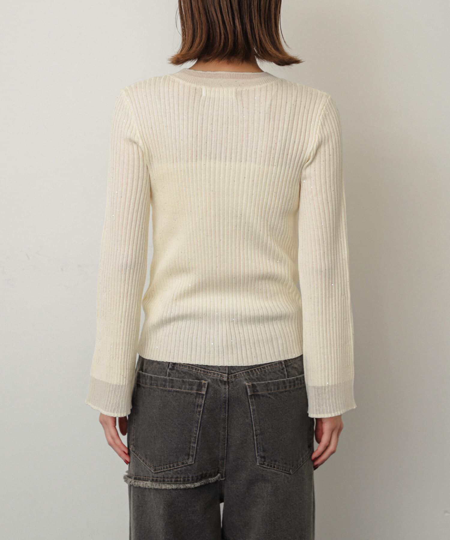 SENSE OF PLACE by URBAN RESEARCH「『洗濯可』スパンコールバイカラーコンパクトセーター」|ニット・セーター|