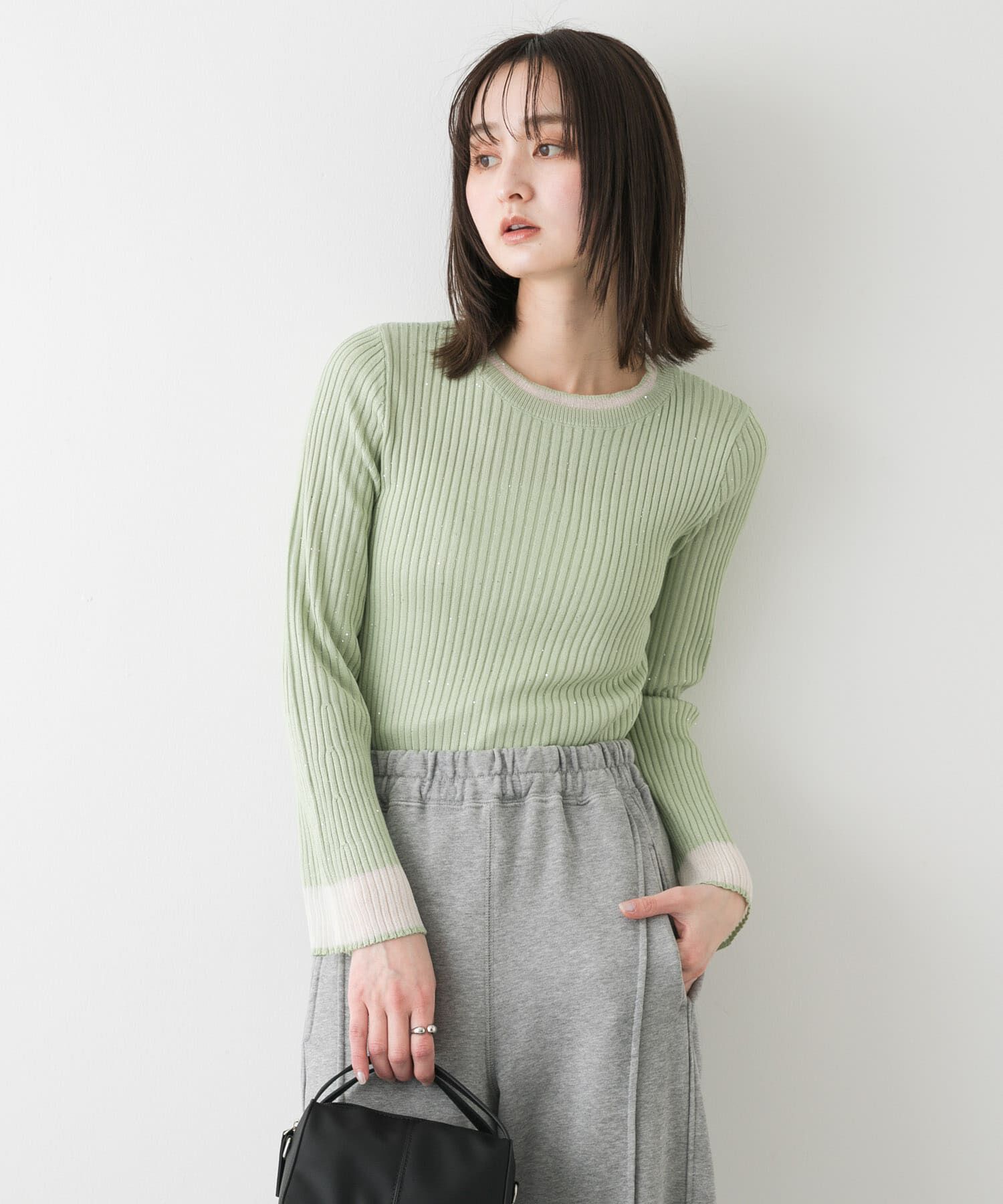 SENSE OF PLACE by URBAN RESEARCH「『洗濯可』スパンコールバイカラーコンパクトセーター」|ニット・セーター|