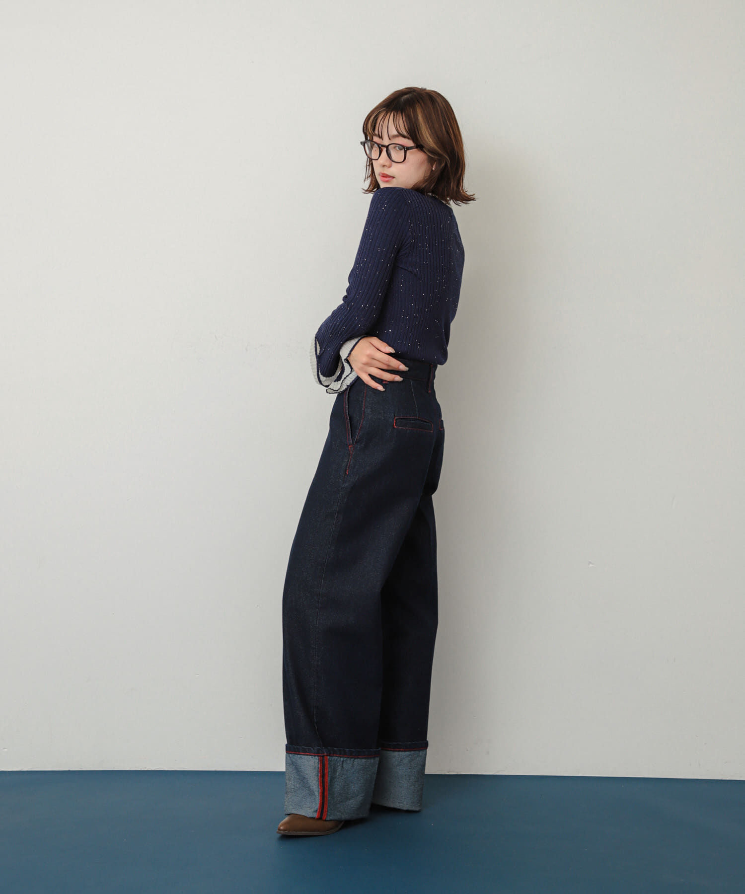 SENSE OF PLACE by URBAN RESEARCH「『洗濯可』スパンコールバイカラーコンパクトセーター」|ニット・セーター|