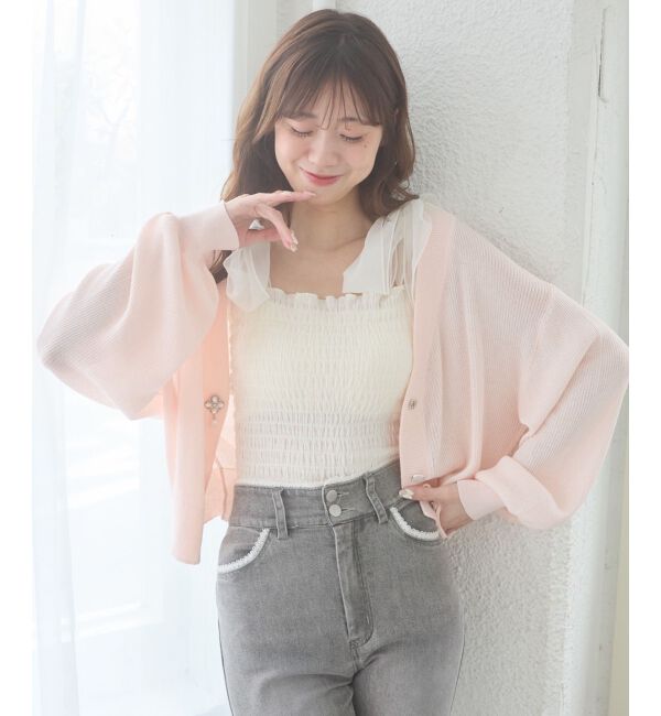  「ビジューボタンUVカットカーデ」|カーディガン|