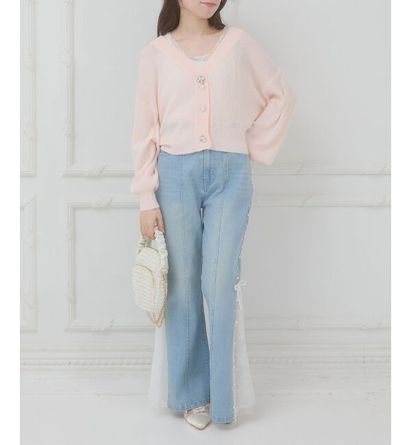  「ビジューボタンUVカットカーデ」|カーディガン|
