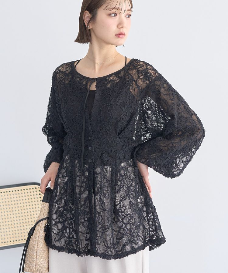 earth music&ecology「レースフラワーブラウス」|シャツ・ブラウス|Black