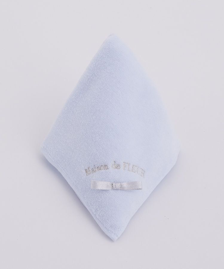 Maison de FLEUR「ラメリボンタオルハンカチ」|ハンカチ|ライトブルー
