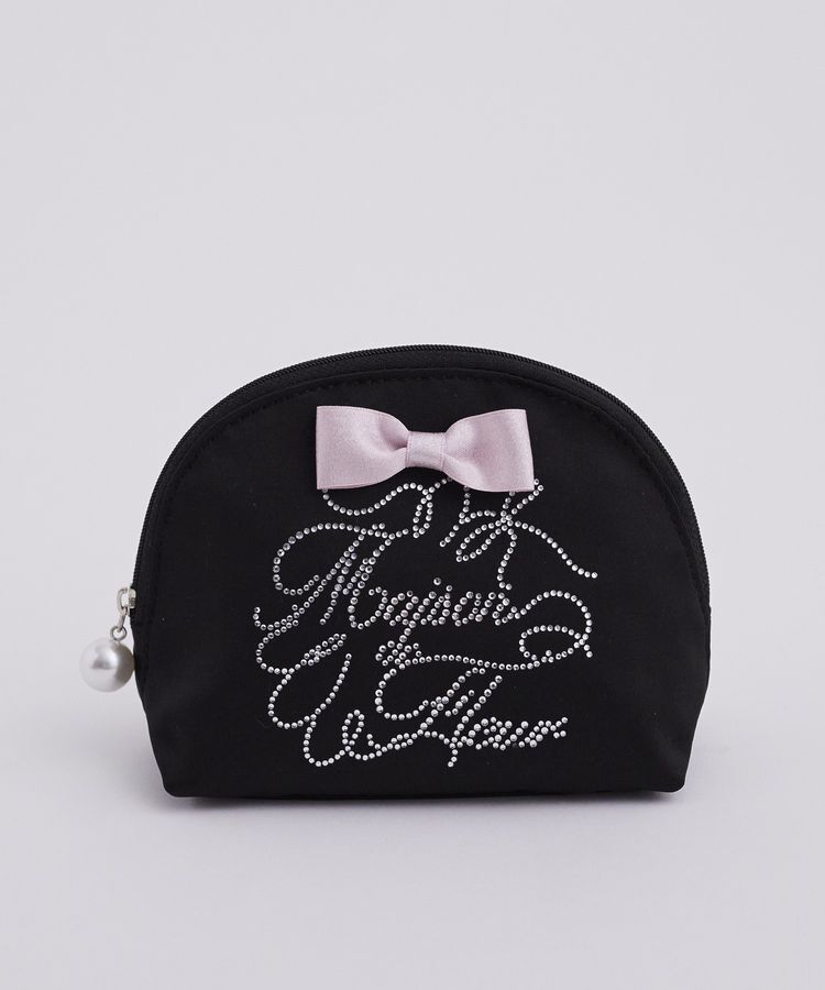 Maison de FLEUR「シャイニーリボンラウンドポーチ」|ポーチ|ブラック