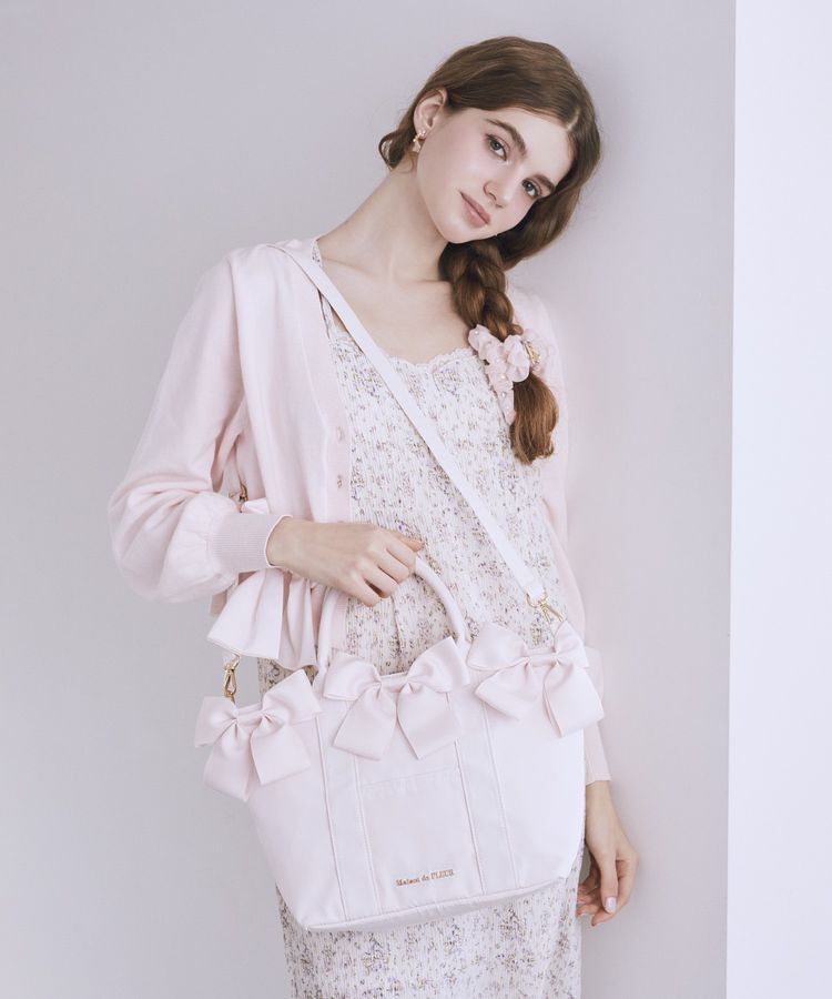 Maison de FLEUR「【2Way】ボリュームリボン2Wayトートバッグ」|トートバッグ|ピンク