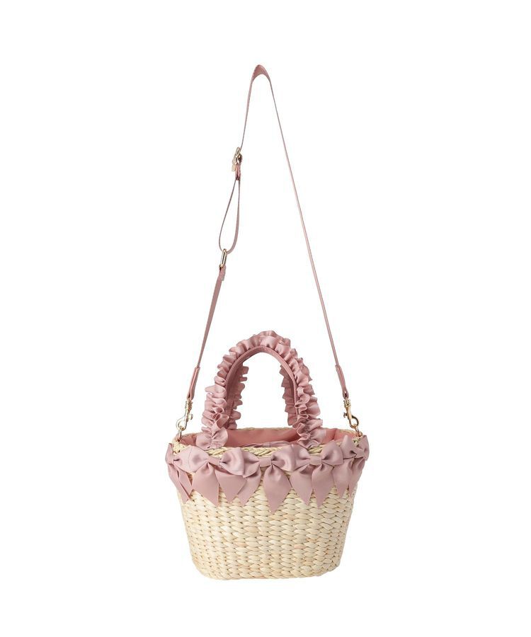 Maison de FLEUR「【2Way】フリルハンドルメイズリボン2Wayカゴバッグ」|ハンドバッグ|