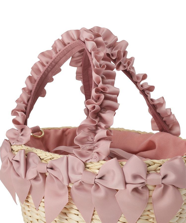 Maison de FLEUR「【2Way】フリルハンドルメイズリボン2Wayカゴバッグ」|ハンドバッグ|