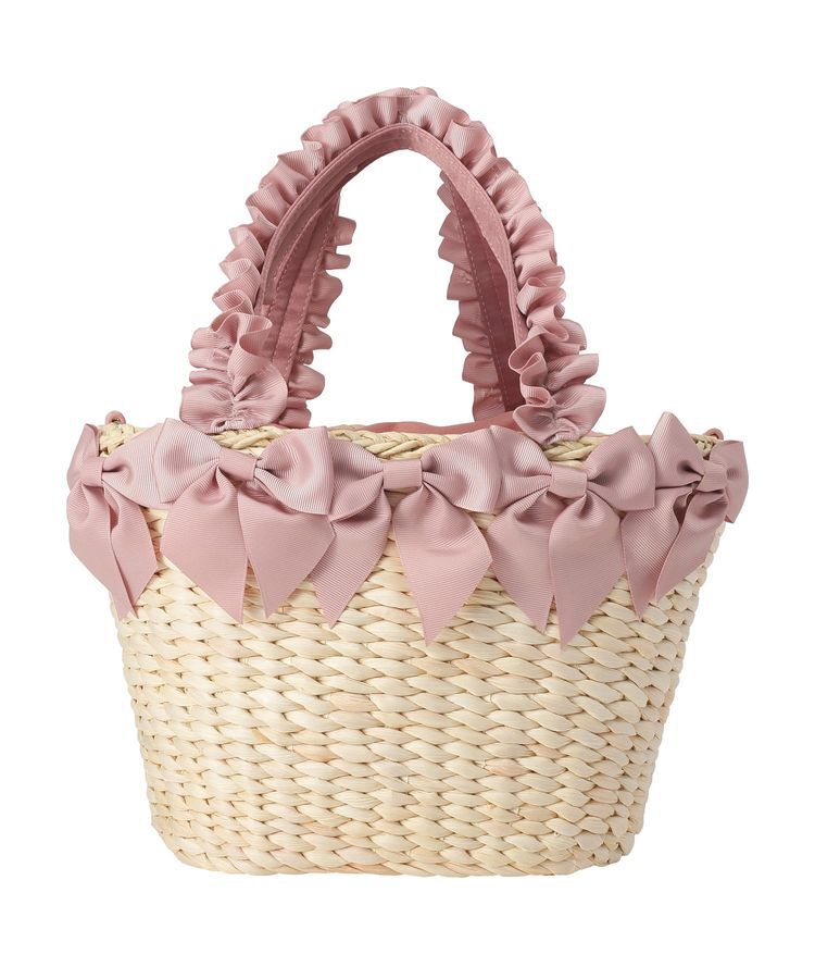 Maison de FLEUR「【2Way】フリルハンドルメイズリボン2Wayカゴバッグ」|ハンドバッグ|