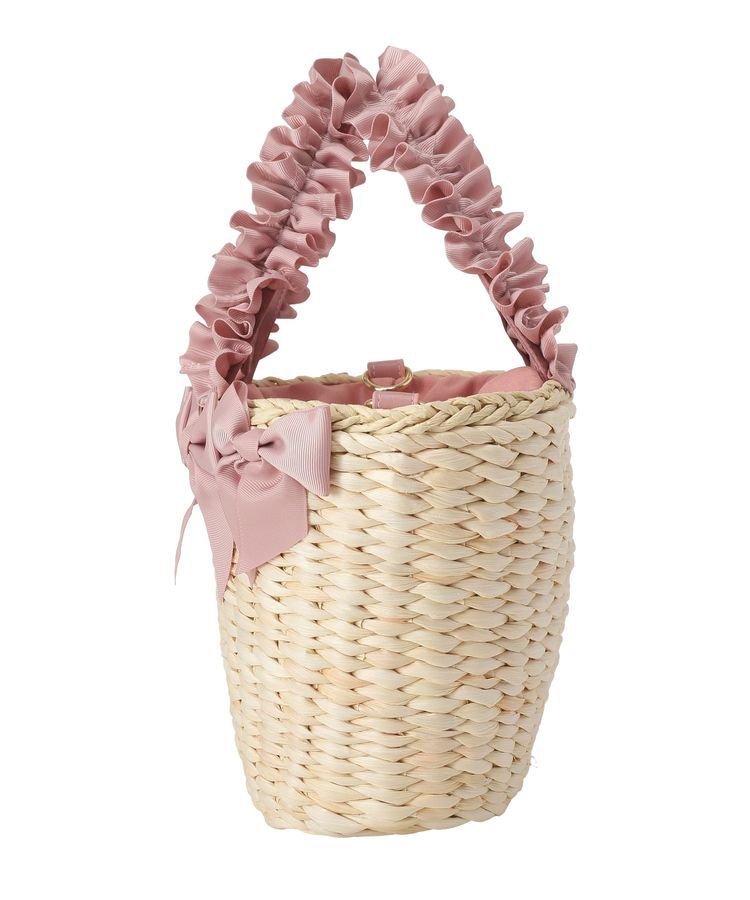 Maison de FLEUR「【2Way】フリルハンドルメイズリボン2Wayカゴバッグ」|ハンドバッグ|