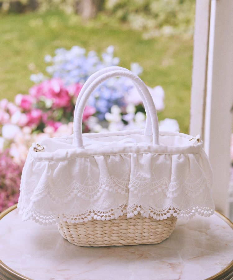 Maison de FLEUR「【2Way】レースフリルメイズ2Wayカゴバッグ」|ハンドバッグ|
