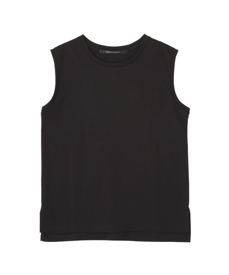 YECCA VECCA「コットンスムースノースリーブトップス」|Tシャツ・カットソー|Black