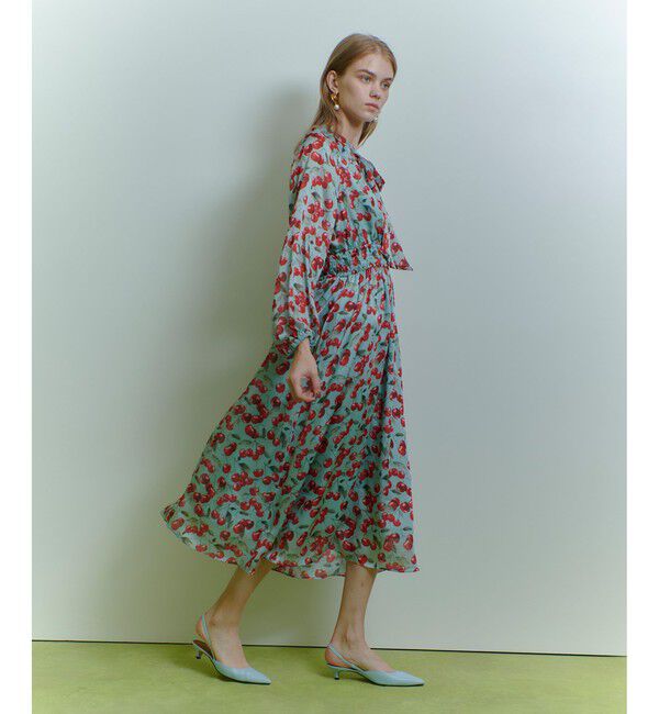 LOULOU WILLOUGHBY「【LOULOU WILLOUGHBY】LISAチェリープリント リボンワンピース」|ワンピース|