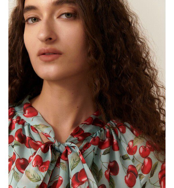 LOULOU WILLOUGHBY「【LOULOU WILLOUGHBY】LISAチェリープリント リボンワンピース」|ワンピース|