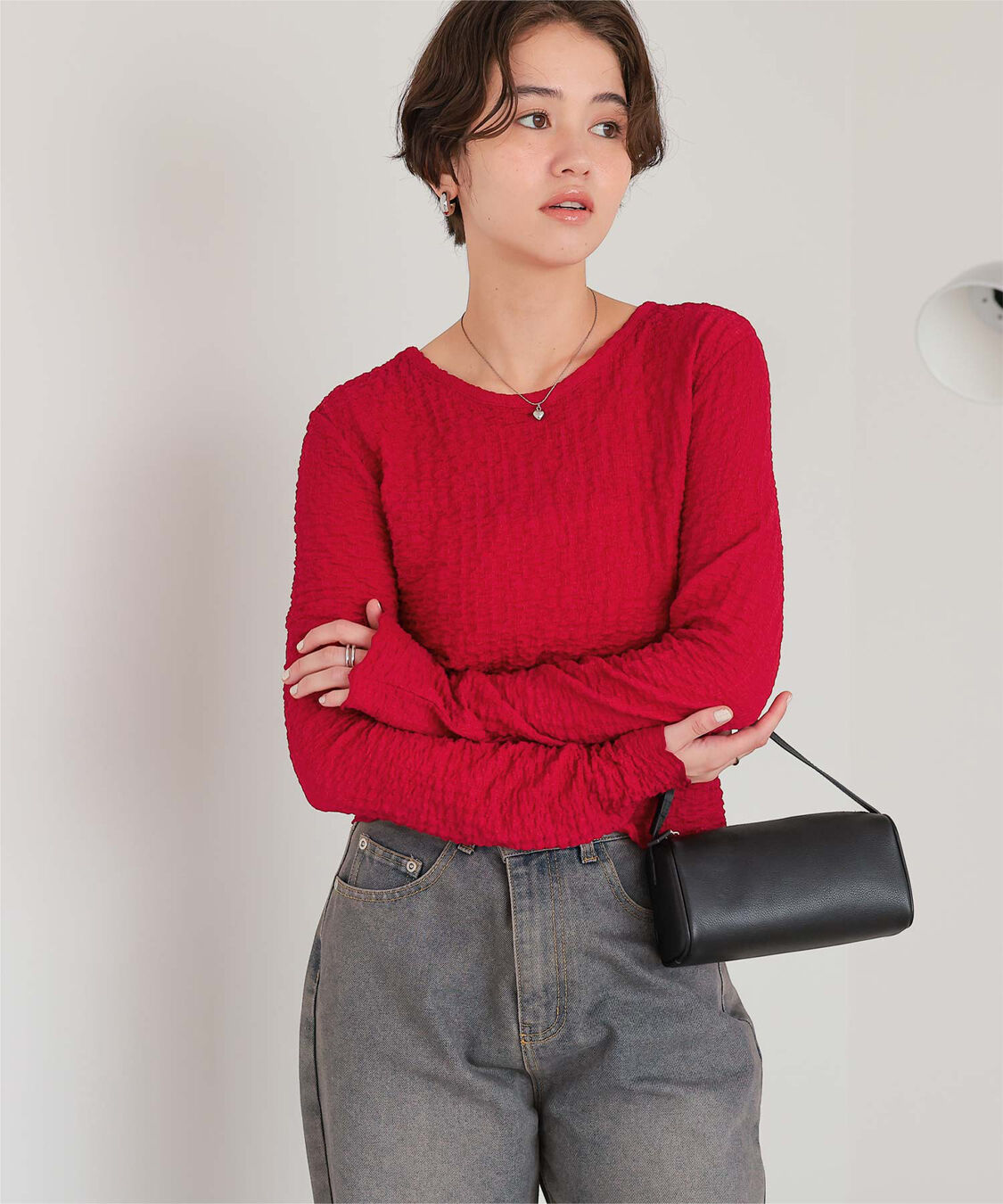 titivate「前後2wayポコポコジャガードトップス」|Tシャツ・カットソー|レッド