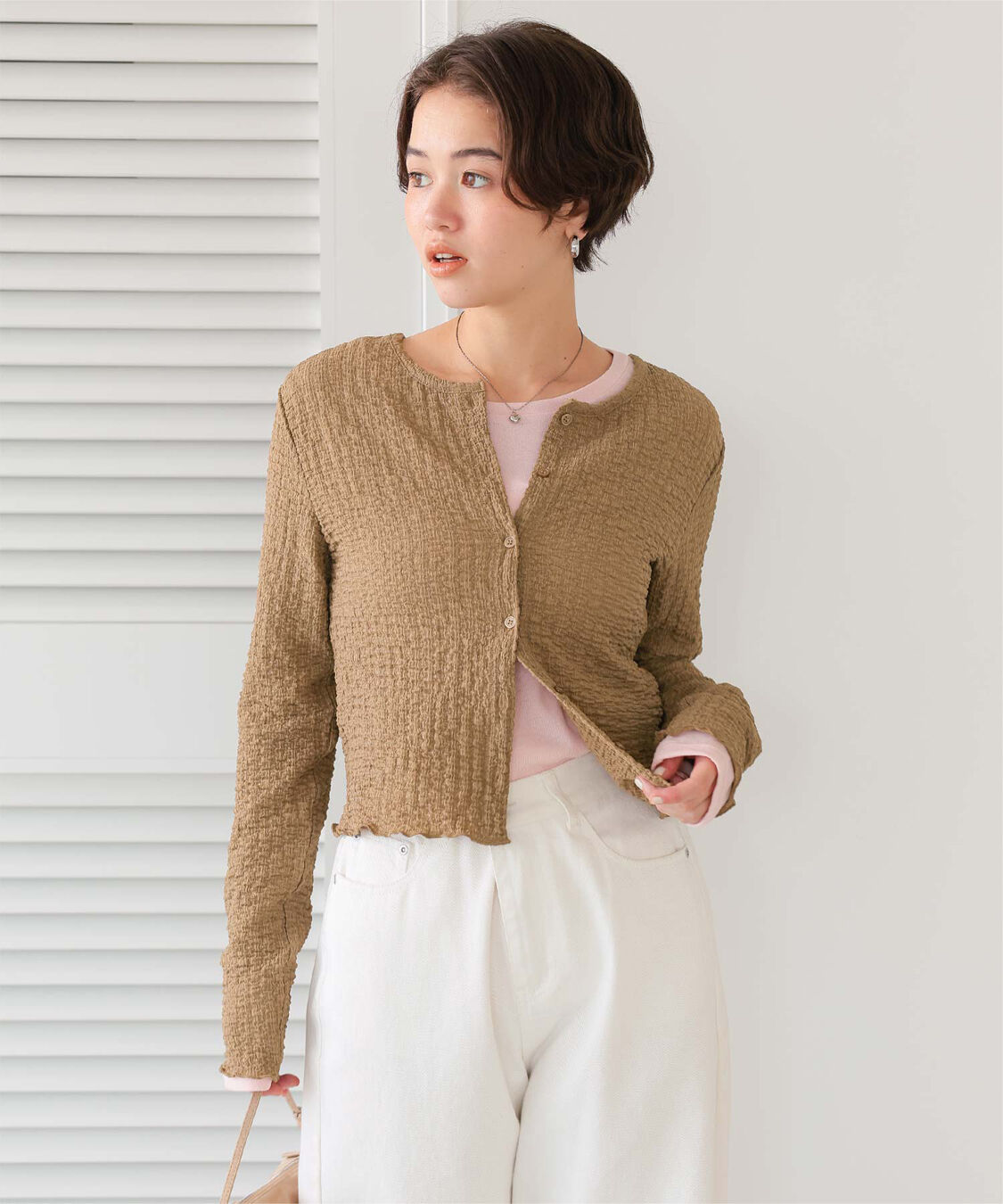 titivate「前後2wayポコポコジャガードトップス」|Tシャツ・カットソー|ライトブラウン