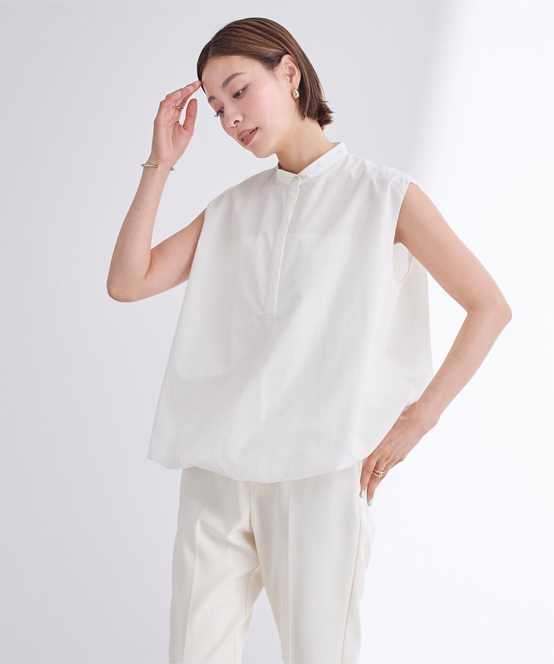 ur's「ゴールド釦フレンチスリーブバルーントップス」|シャツ・ブラウス|