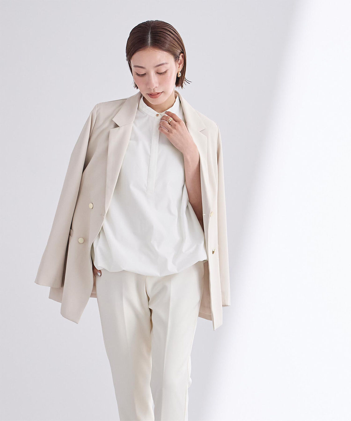 ur's「ゴールド釦フレンチスリーブバルーントップス」|シャツ・ブラウス|