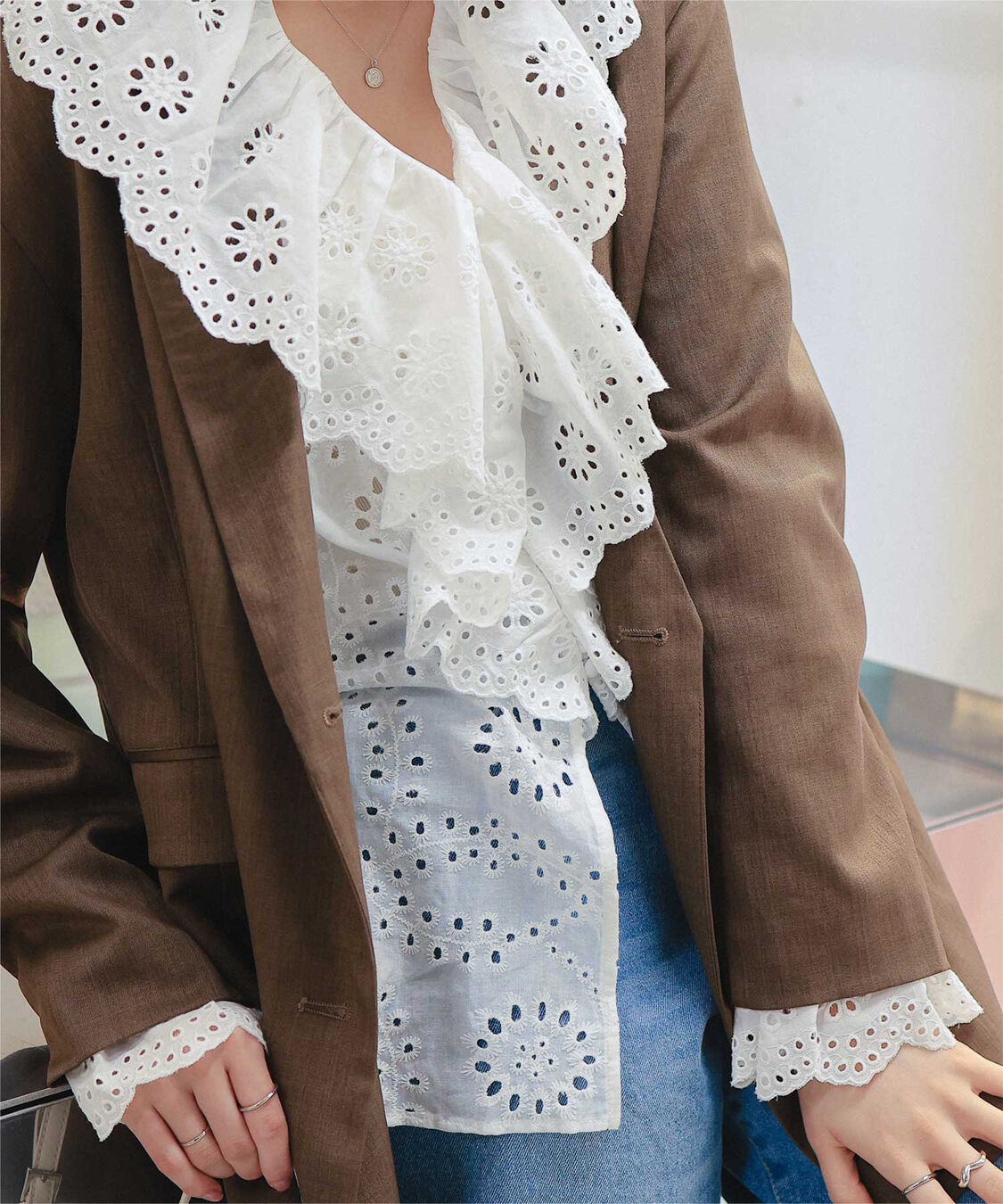 titivate「フリルカラーレースブラウス」|シャツ・ブラウス|