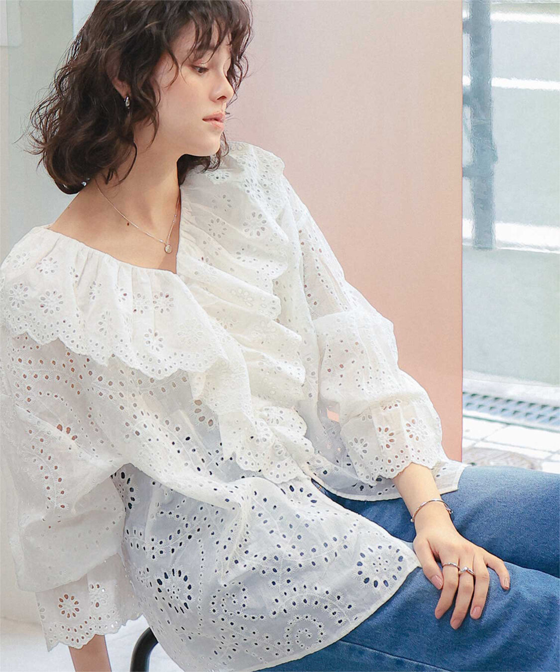titivate「フリルカラーレースブラウス」|シャツ・ブラウス|