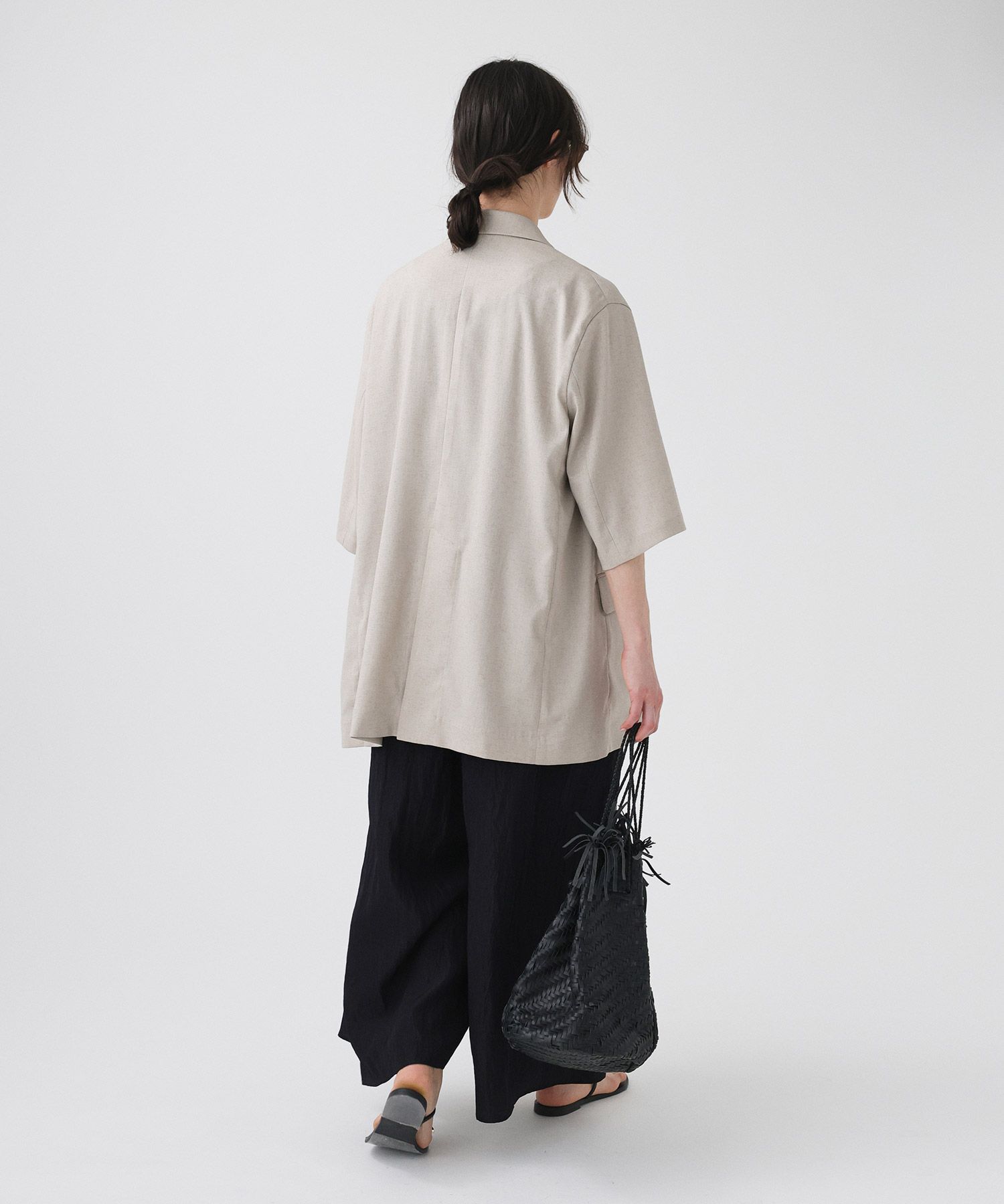 BABYLONE「【多機能素材】リネンライク半袖ジャケット」|テーラードジャケット|