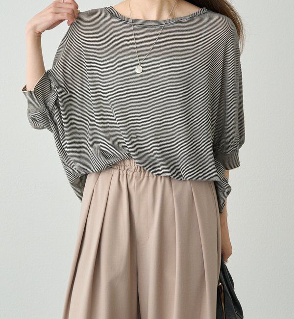  「ミジンボーダー袖口リブTシャツ」|Tシャツ・カットソー|