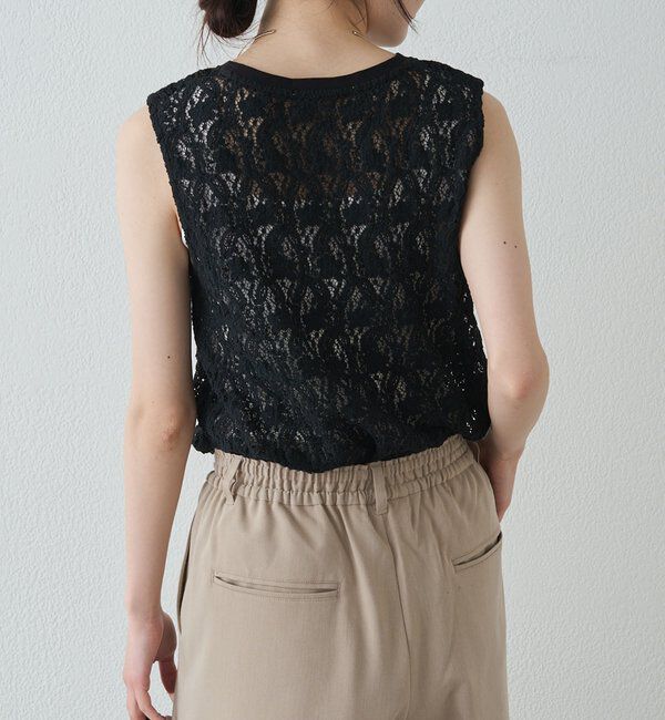  「ストレッチレースノースリーブTシャツ」|Tシャツ・カットソー|