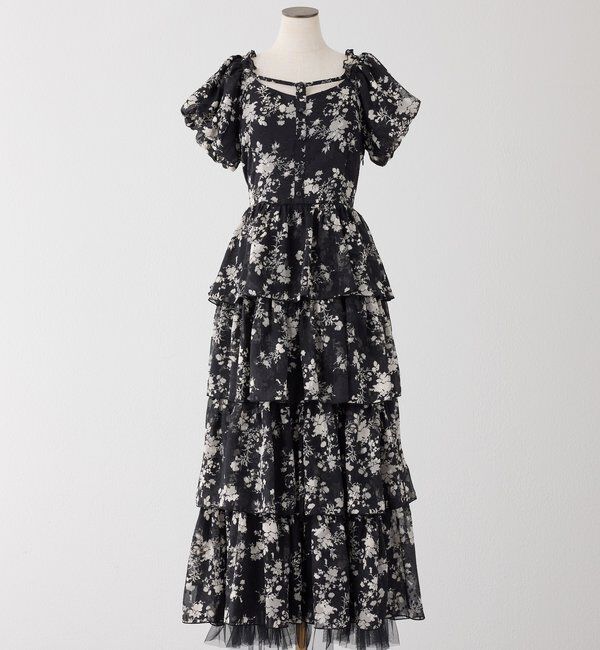 「【Black Ribbon Collection】バックリボンティアードワンピ」|ワンピース|