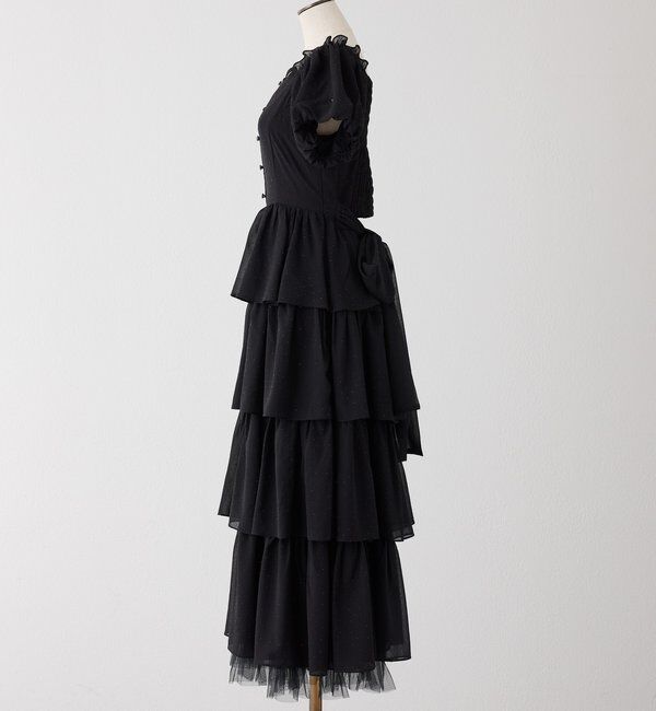  「【Black Ribbon Collection】バックリボンティアードワンピ」|ワンピース|