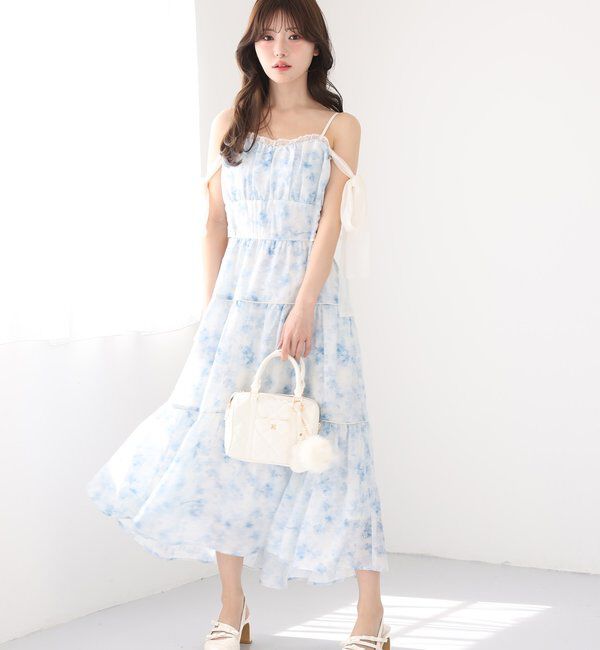  「【SMサイズ展開あり】サイドカットロングワンピース」|ワンピース|ブルー系その他