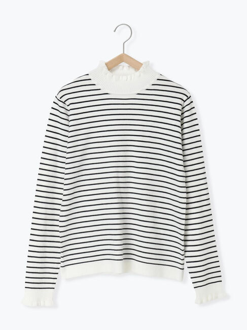 Samansa Mos2 blue「フリル衿ニットプルオーバー」|ニット・セーター|