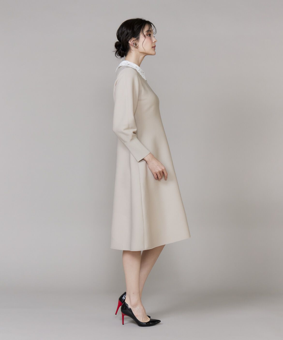 Maglie le cassetto「《大きいサイズ》衿レースニットワンピース《M Maglie le cassetto》」|ワンピース|