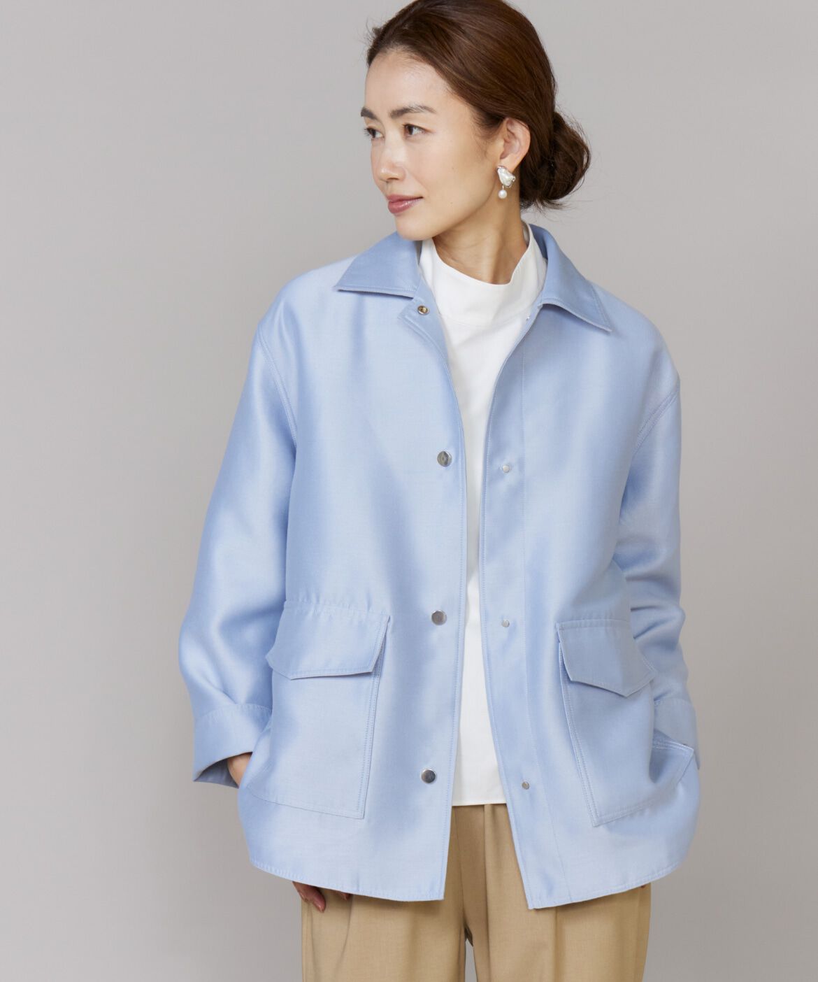 Le Souk「《大きいサイズ》オーバーサイズシャツジャケット　」|その他|サックス3