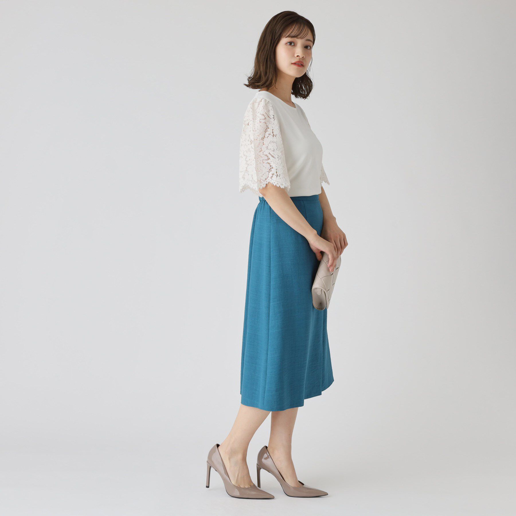 COUP DE CHANCE「【洗える】華やかなレース袖ニットトップス」|ニット・セーター|