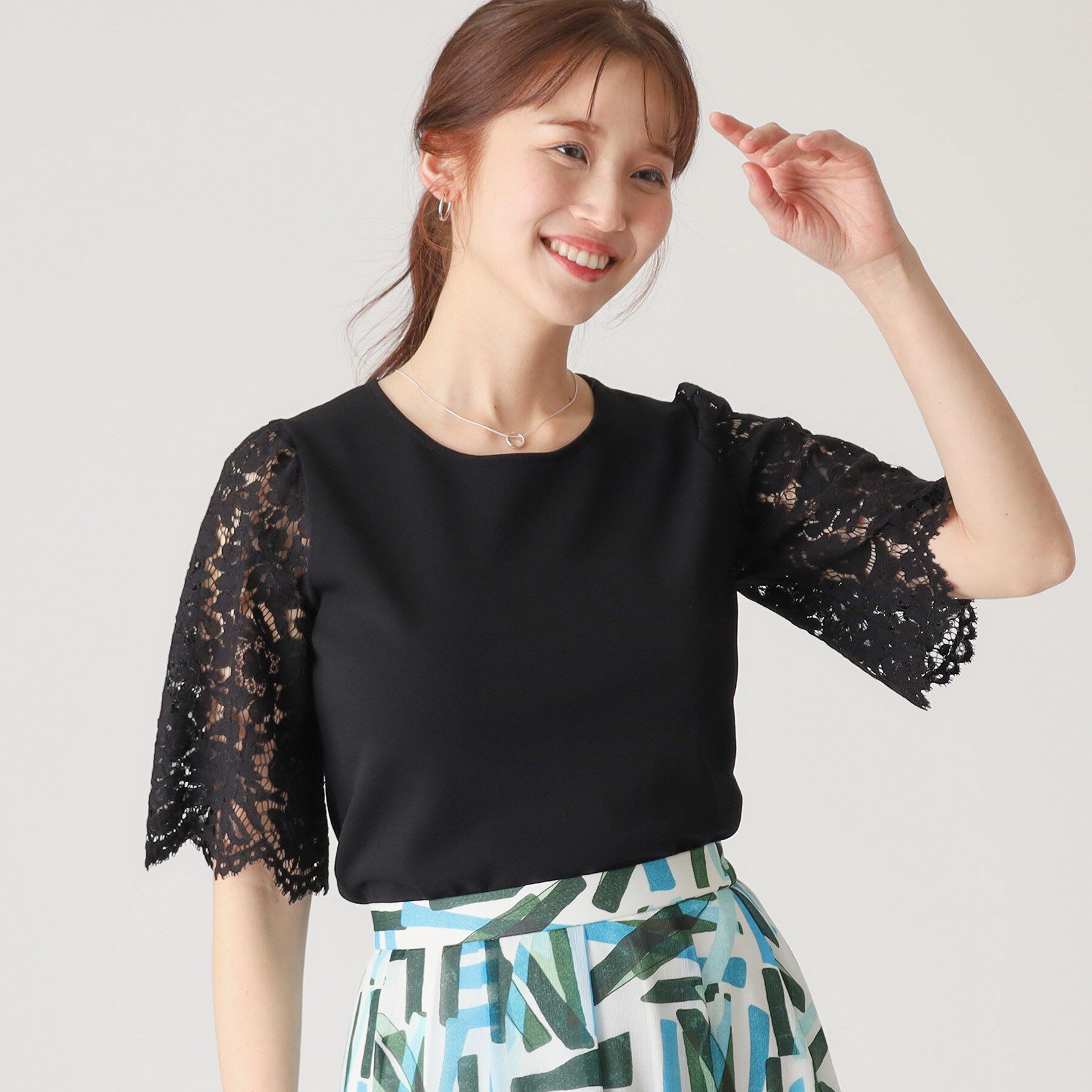 COUP DE CHANCE「【洗える】華やかなレース袖ニットトップス」|ニット・セーター|